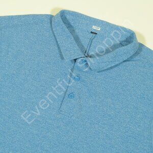 Lululemon Evolution Polo Shirt Mens XL Blue Pique Mesh Short Sleeve
